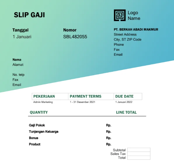 Slip Gaji Karyawan Format PDF