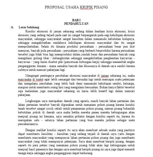 Contoh Proposal Usaha Makanan Ringan Keripik Pisang