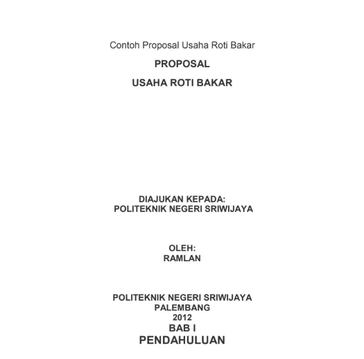 Proposal Bisnis Roti Bakar PDF